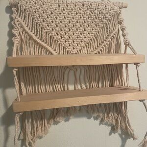 Handcrafted Cream Macrame Wall Shelf